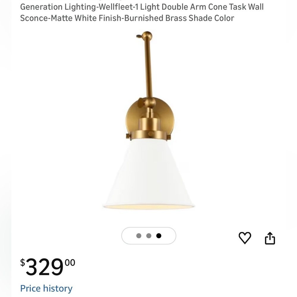 Generation Lighting Wellfleet Task Wall Sconce Matte White shade